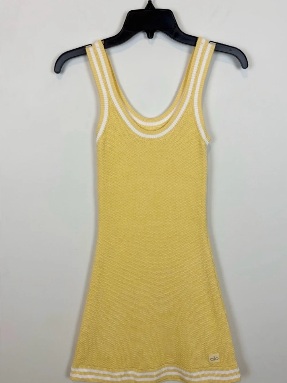 ALO Yoga Tennis Club Sweater Knit Dress in Yellow XXS